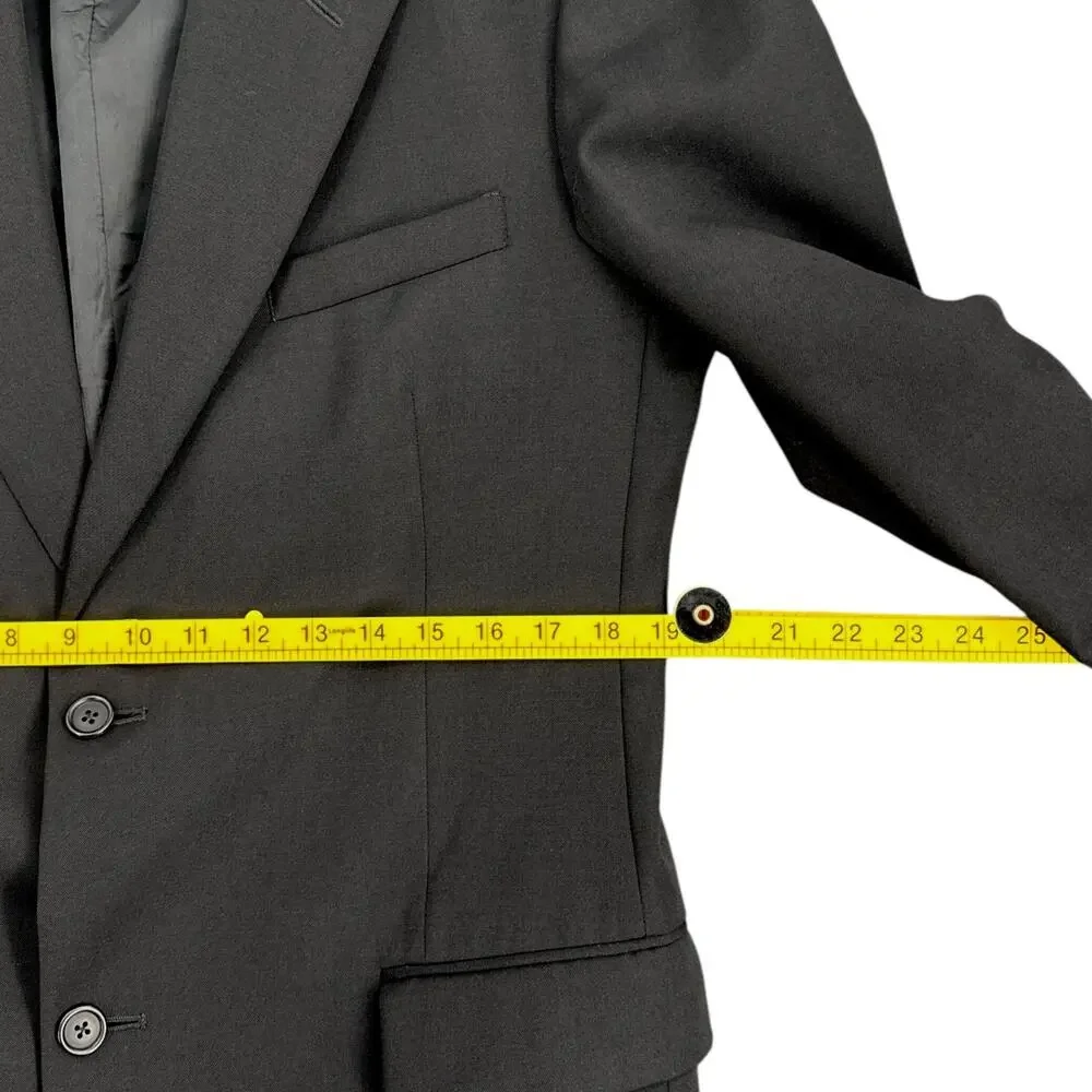 Evan Picone Black Two Button‎ Closure Notched Lapels Flap Pockets Blazer 41L